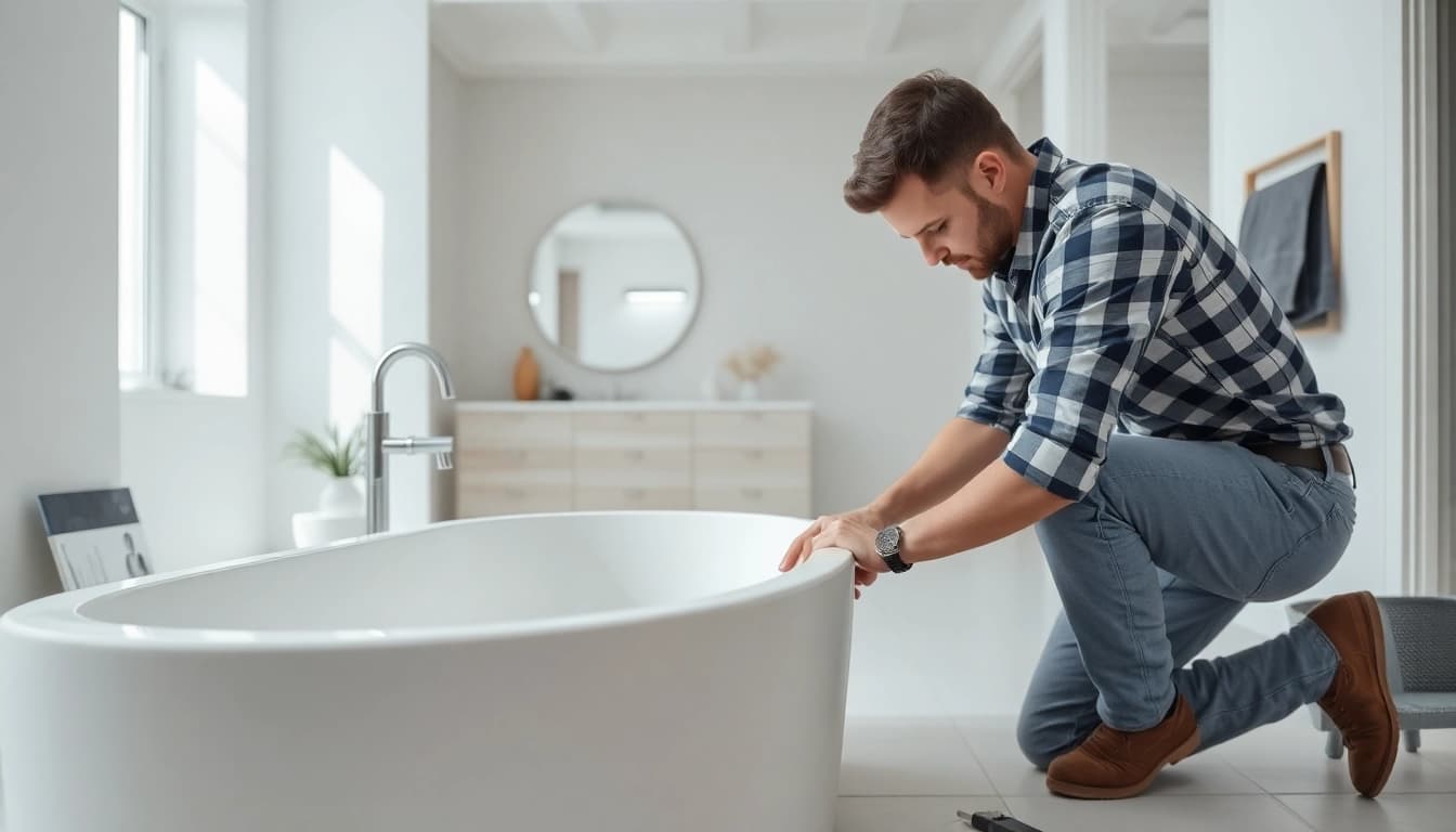 Transforming a space with bath reconstruction, highlighting precision in modern design elements and quality craftsmanship.