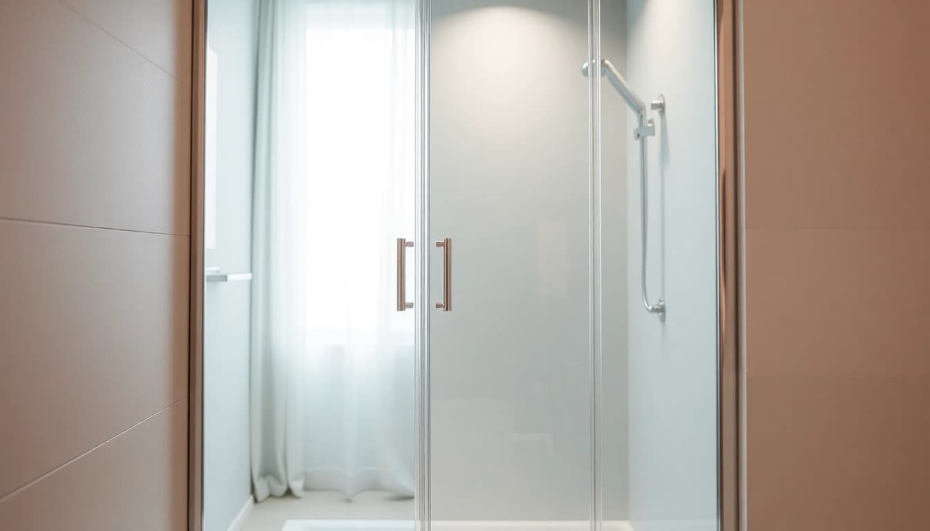 Duschkabine 80x80 mit minimalistischem Design und eleganten Glasdetails im modernen Badezimmer.