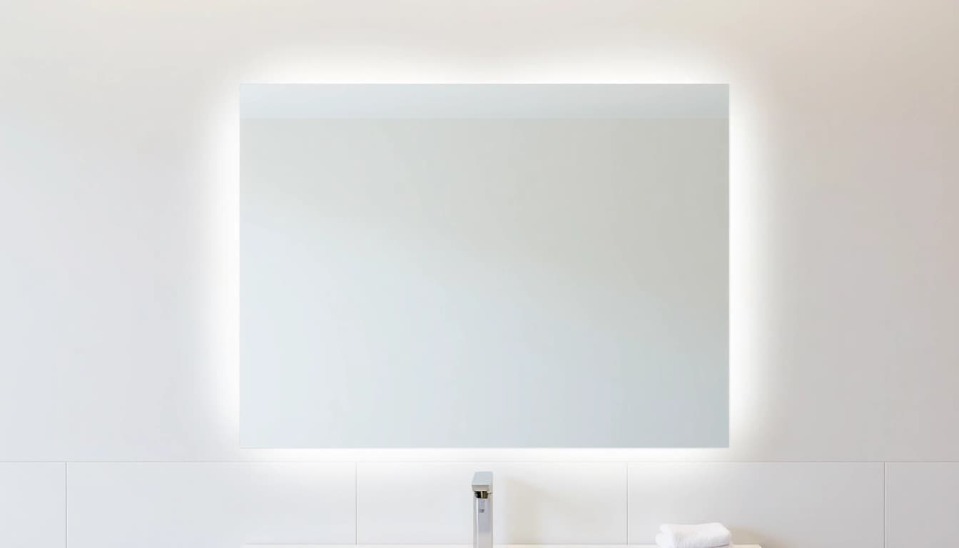 Reflecting beauty, an elegant led mirror brightens a stylish modern bathroom space.