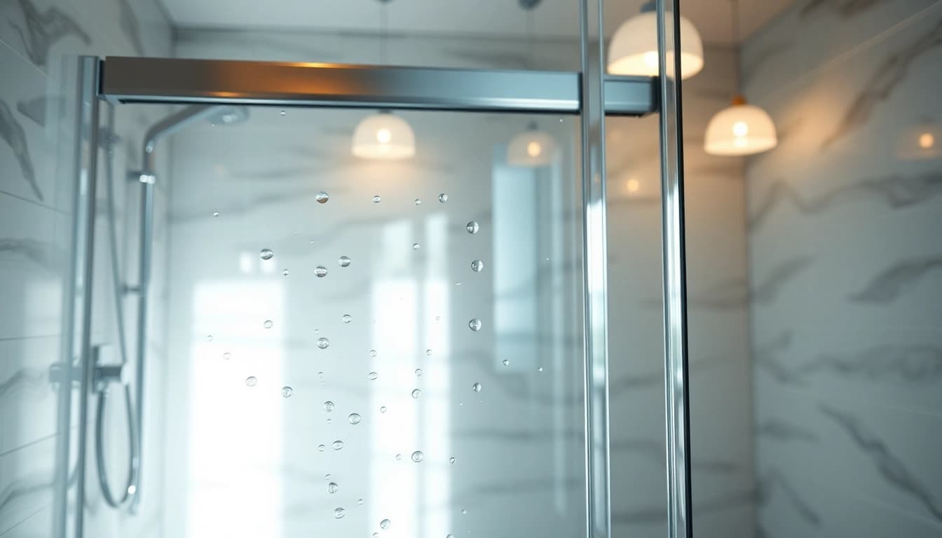 Elegant shower screen sliding door enhancing a modern bathroom design with glass and chrome features.