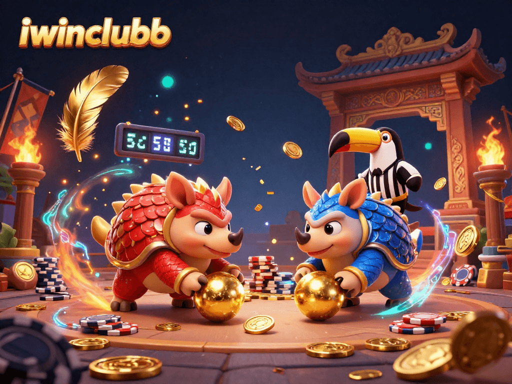 Experience the thrill of rivalry at iwinclubb with pangolins bowling through stacks of poker chips.