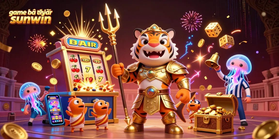 Experience the excitement of game bài đổi thưởng sunwin with a thrilling 3D casino illustration showcasing action and vibrant rewards.