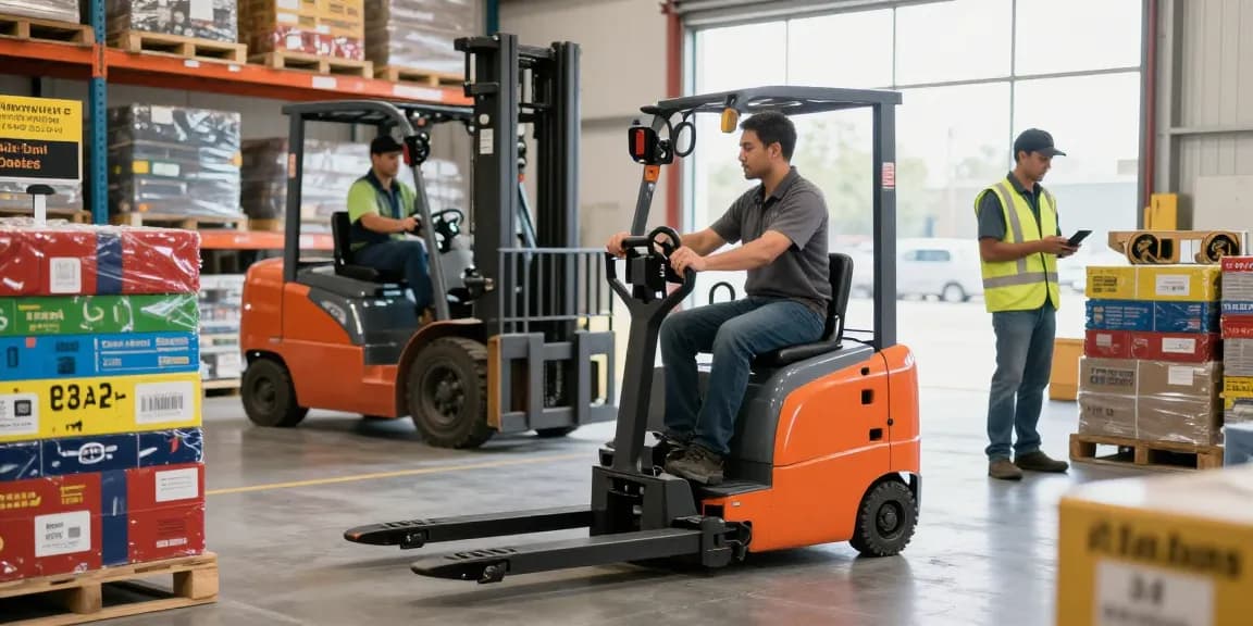 Efficient warehouse workers operate the best palet jack in Dallas for seamless material handling.