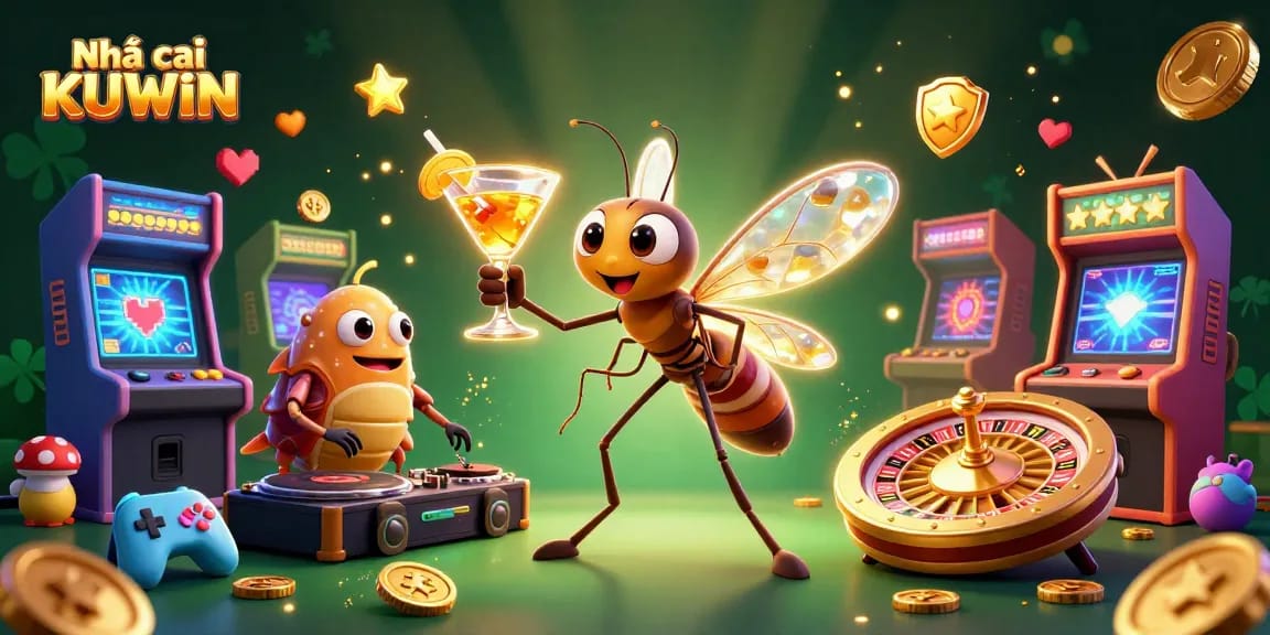 Engage with Nhà cái KUWIN's vibrant casino world, featuring dynamic 3D characters and gaming elements.