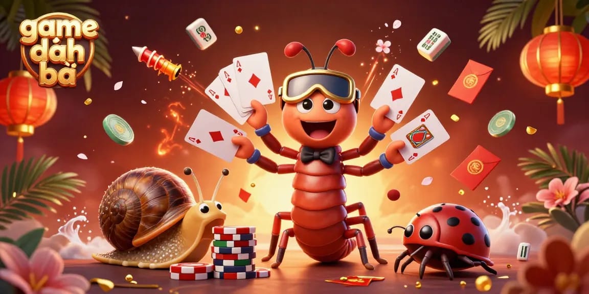 Engage in game đánh bài with vibrant 3D dealer and lively casino elements.