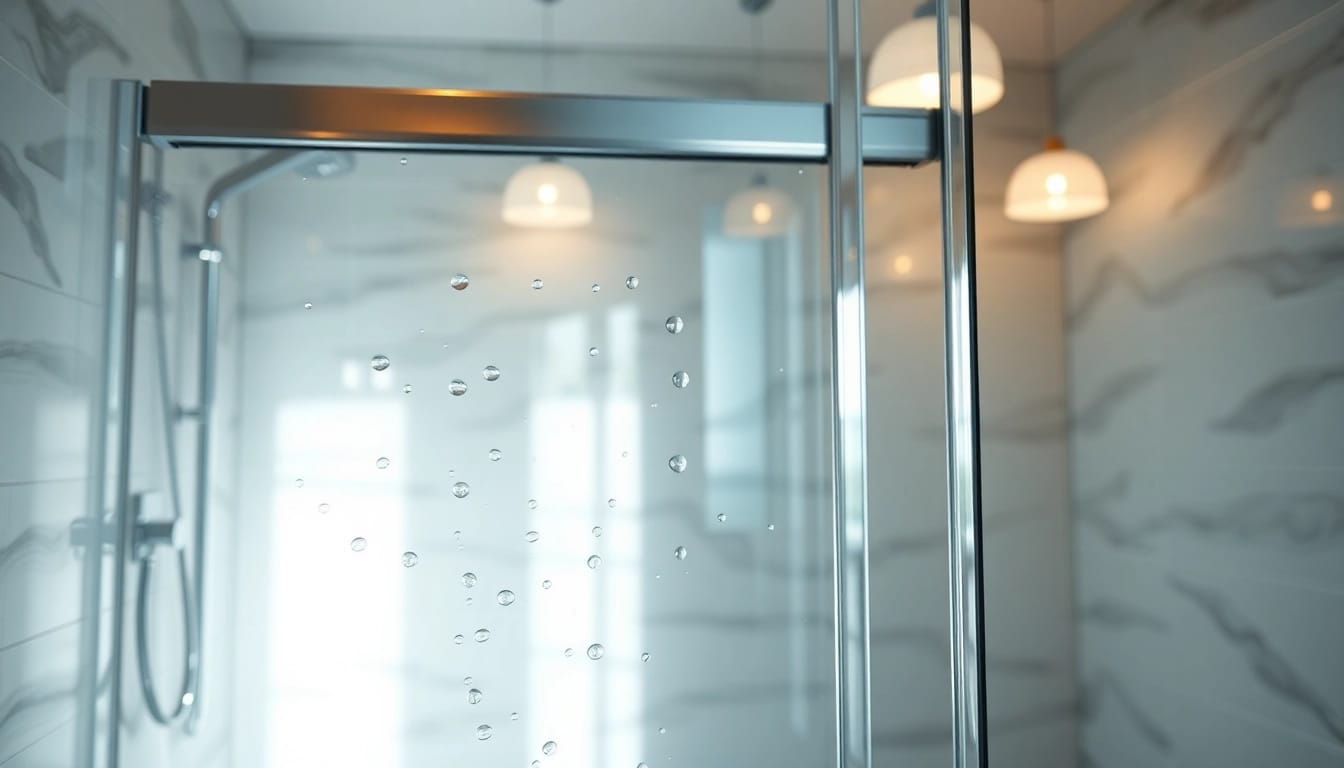 Elegant shower screen sliding door enhancing a modern bathroom design with glass and chrome features.