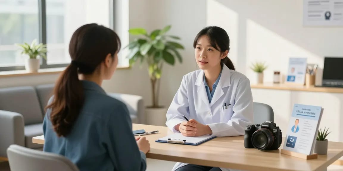 Anxiety disorder consultation with psychiatrist in a calming clinic setting.