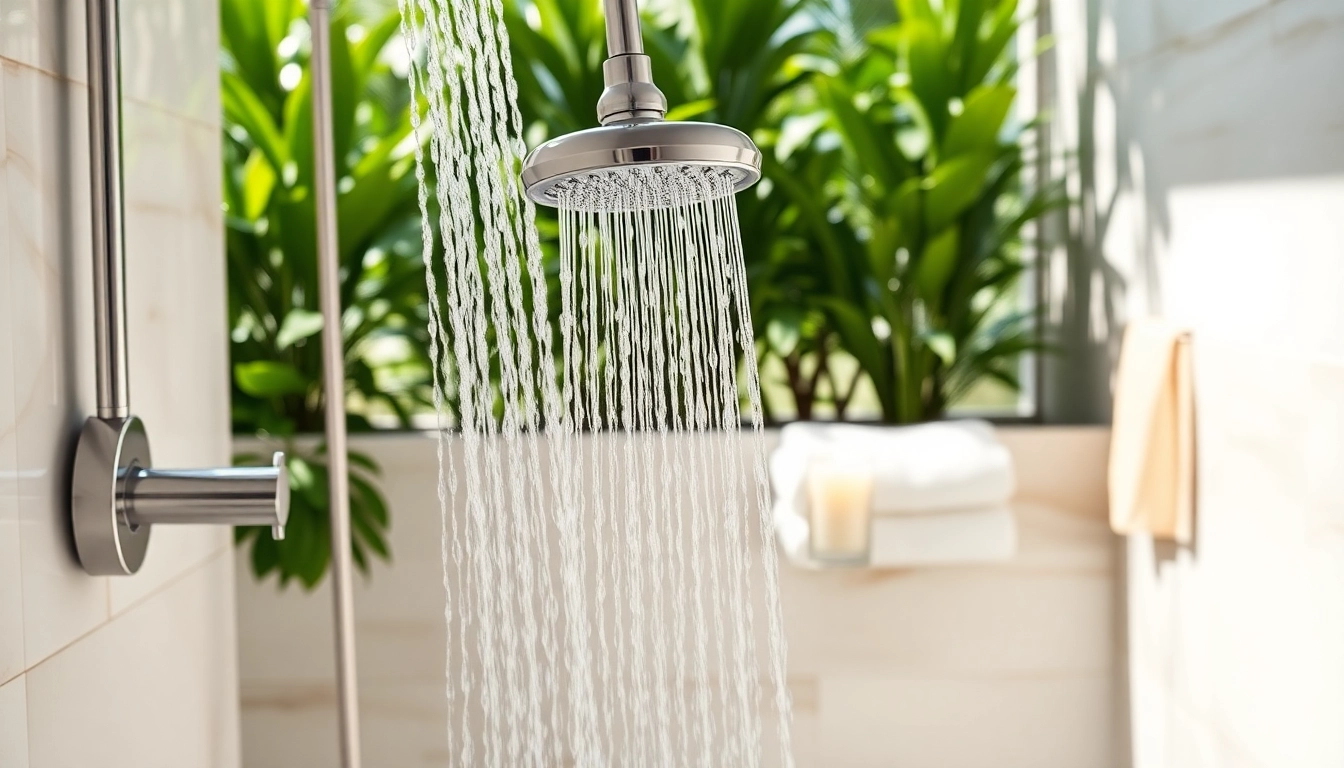 Experience the luxury of elegant showers au showcasing modern design and lush aesthetics.