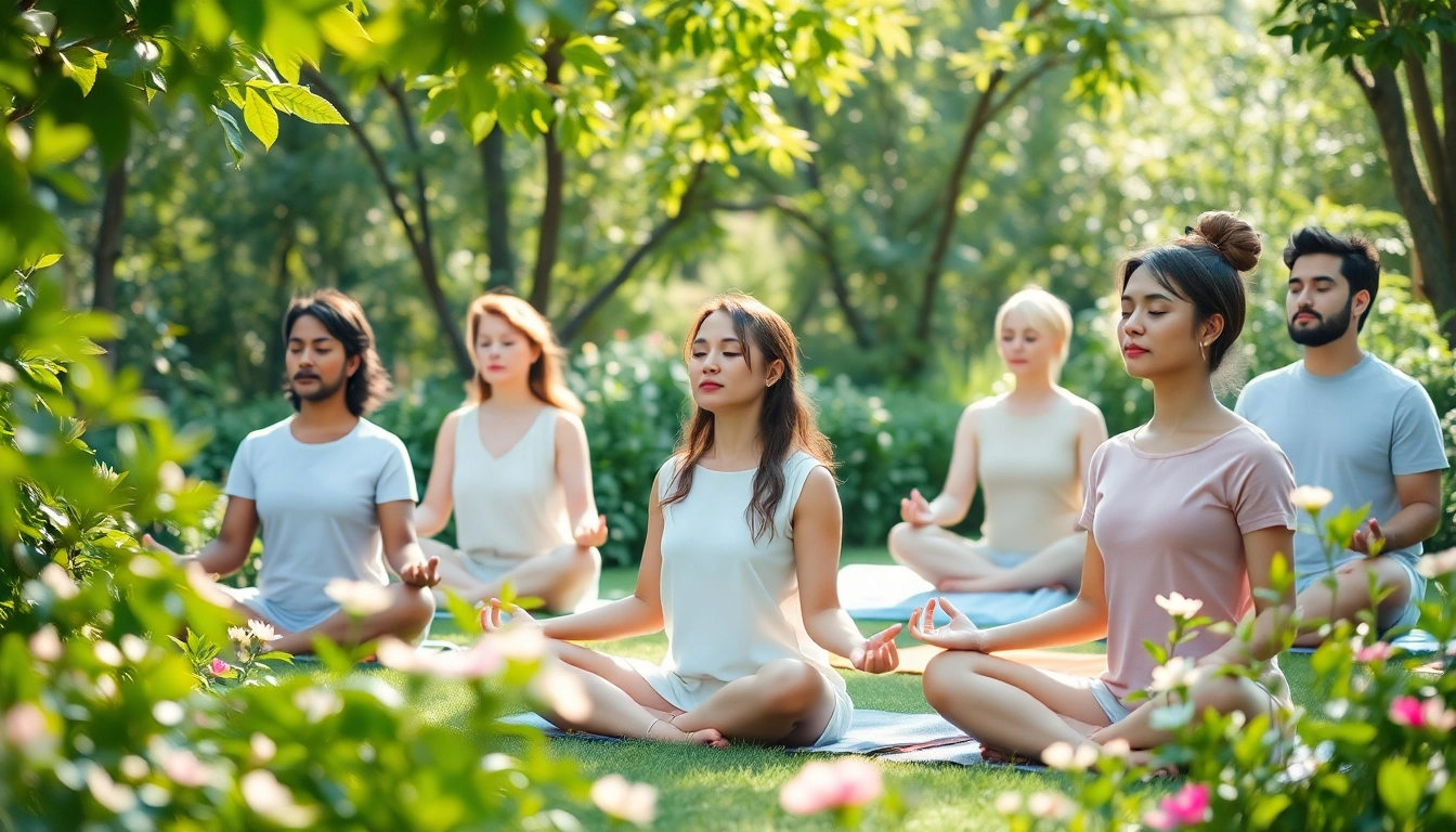 Meditation practice promoting mental wellness in a serene garden setting.
