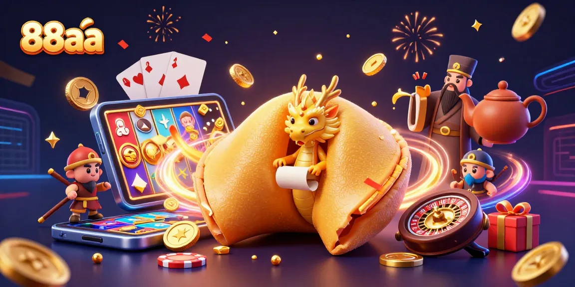 Experience thrilling wins at 88aa with a dynamic 3D casino illustration showcasing fun gaming elements.