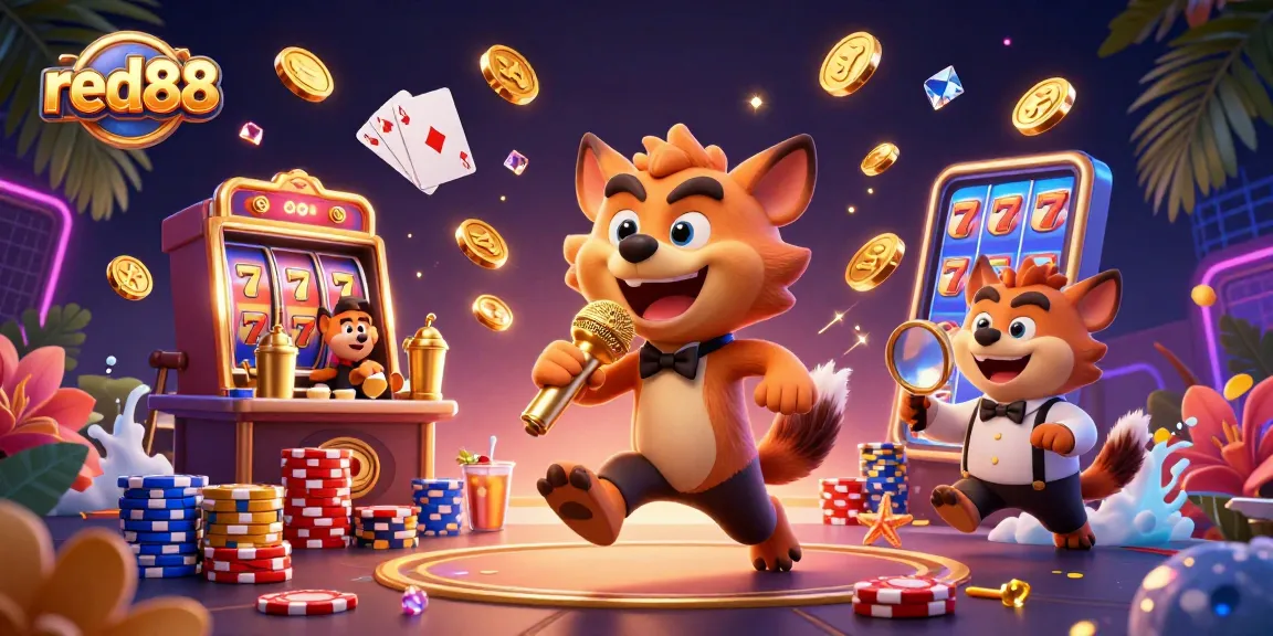 red88 brings fun to life in a vibrant casino scene showcasing hyenas in action!