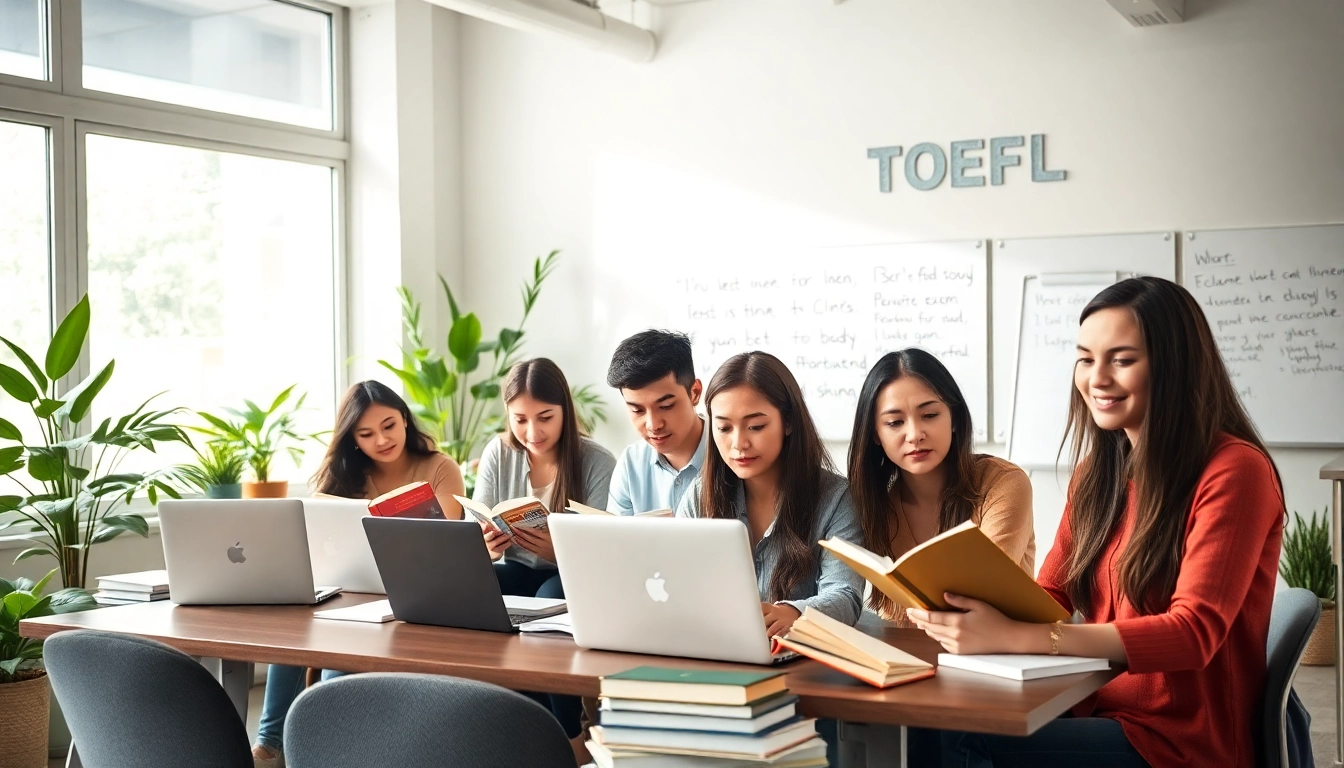 Engaged students receiving toefl expert help in a collaborative study environment.
