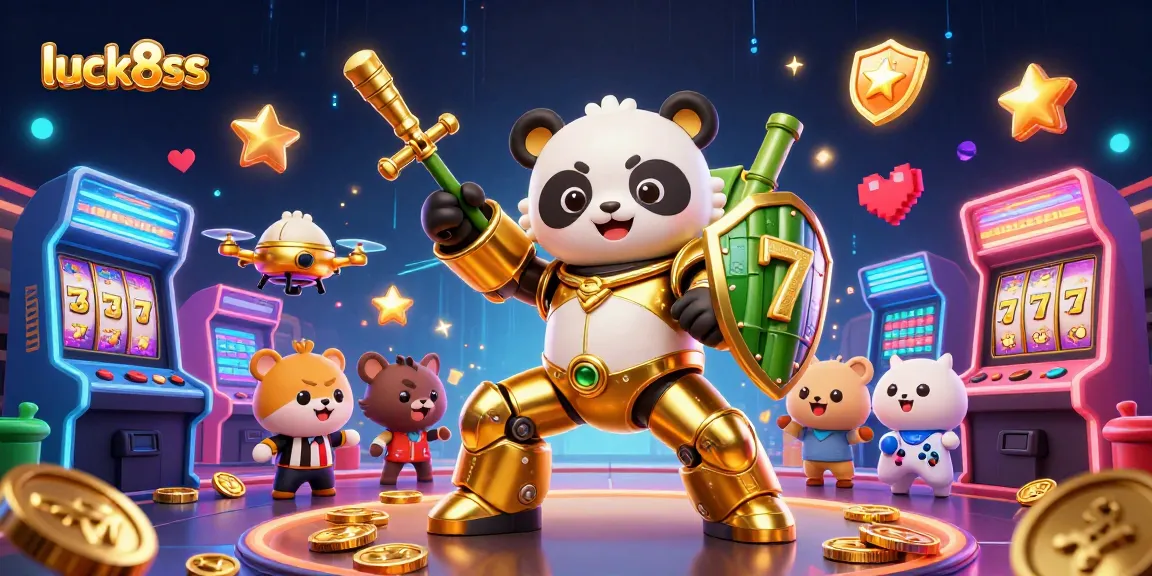 Engage with luck8ss for jackpot wins in a vibrant casino-themed 3D illustration.