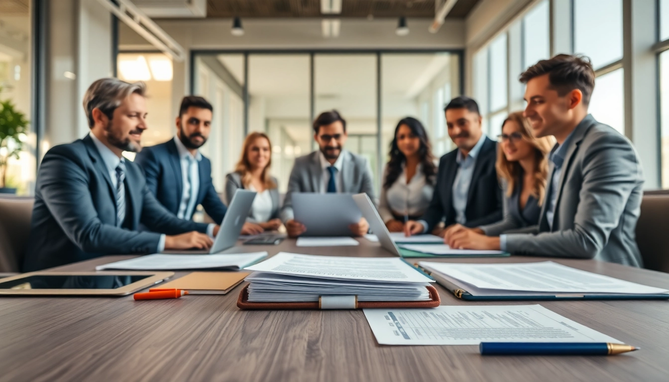 Enhance Contract Management efficiency with professionals collaborating in a vibrant office.