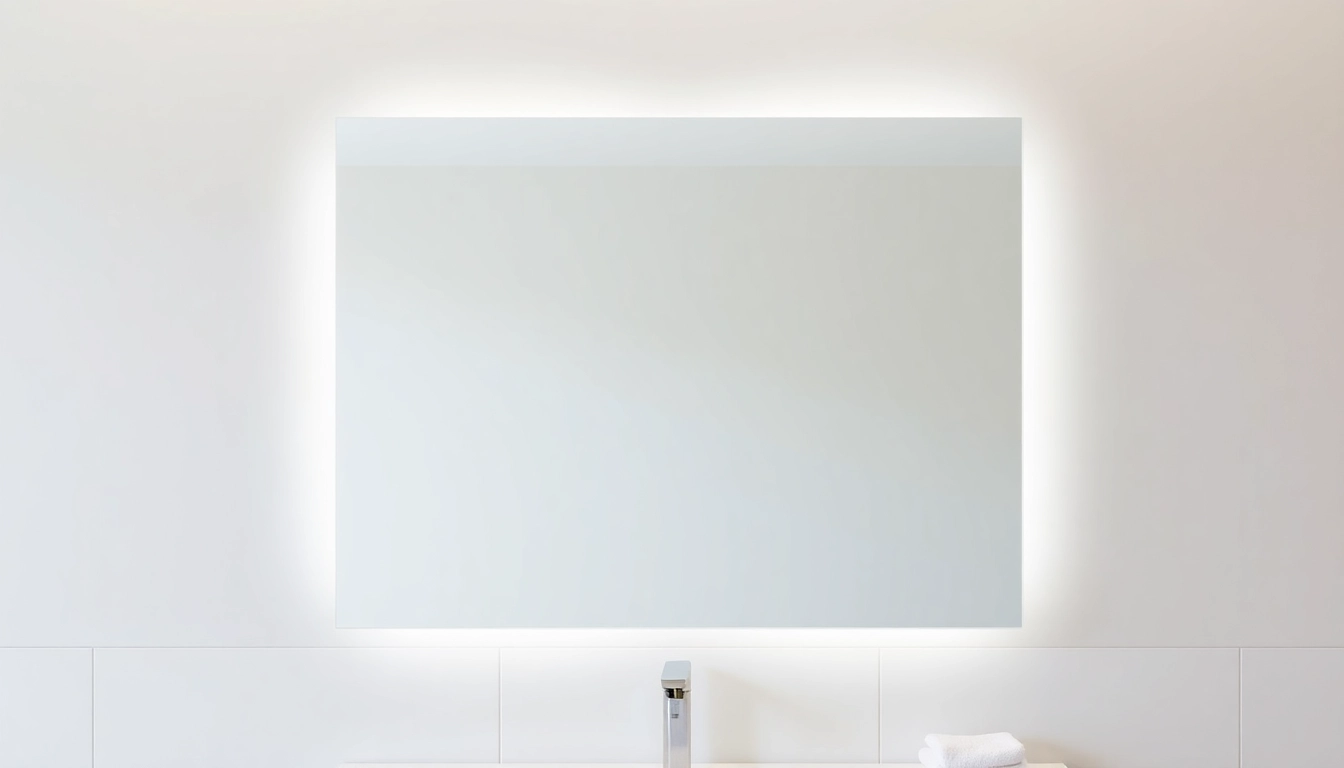 Reflecting beauty, an elegant led mirror brightens a stylish modern bathroom space.