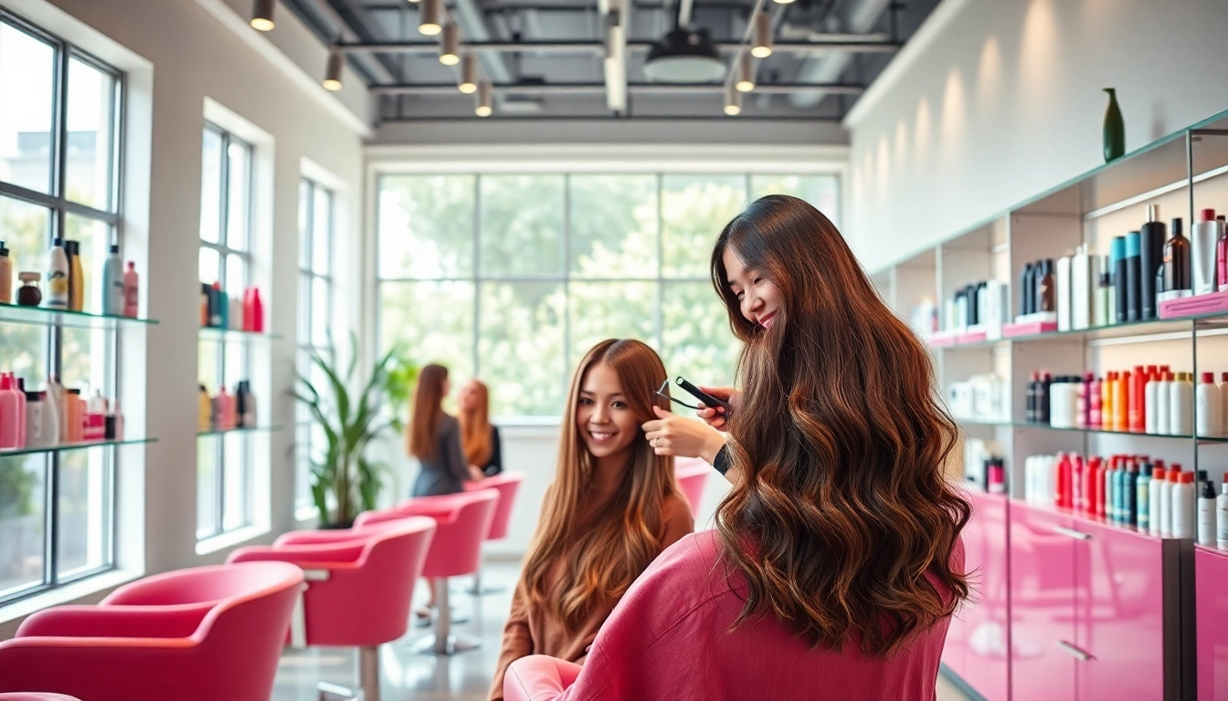 Stylish women getting hair services at a modern parrucchiere donna salon