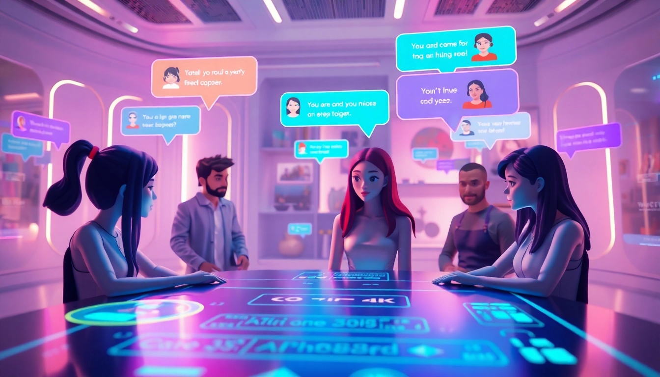 Engaging chat scene showcasing Crush on AI characters in a vibrant virtual environment.
