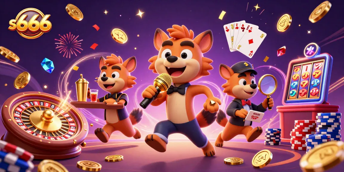 Experience the vibrant atmosphere at s 666 casino with lively hyena characters and dynamic gaming elements.