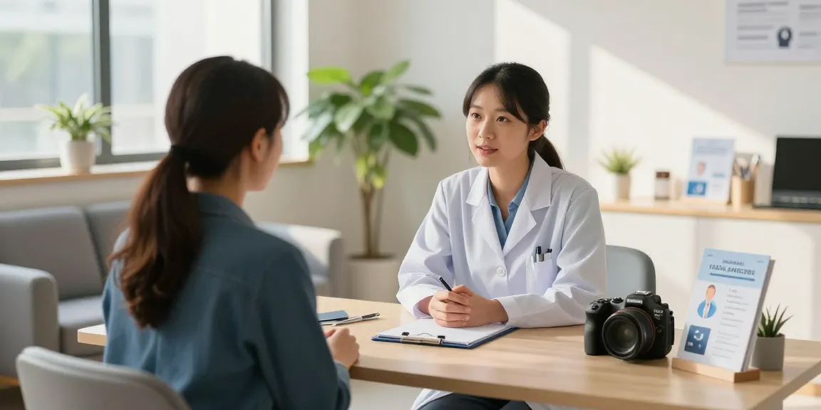 Anxiety disorder consultation with psychiatrist in a calming clinic setting.