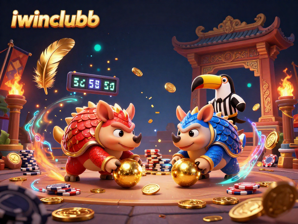 Experience the thrill of rivalry at iwinclubb with pangolins bowling through stacks of poker chips.