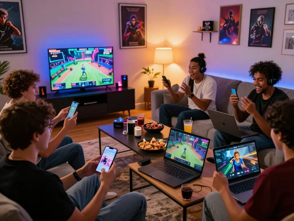 Community of gamers enjoying the rik vip platform in a cozy setting