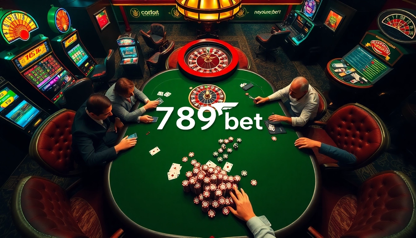 Players enjoy thrilling games at a luxurious casino with 789 bet options, including poker and slots.