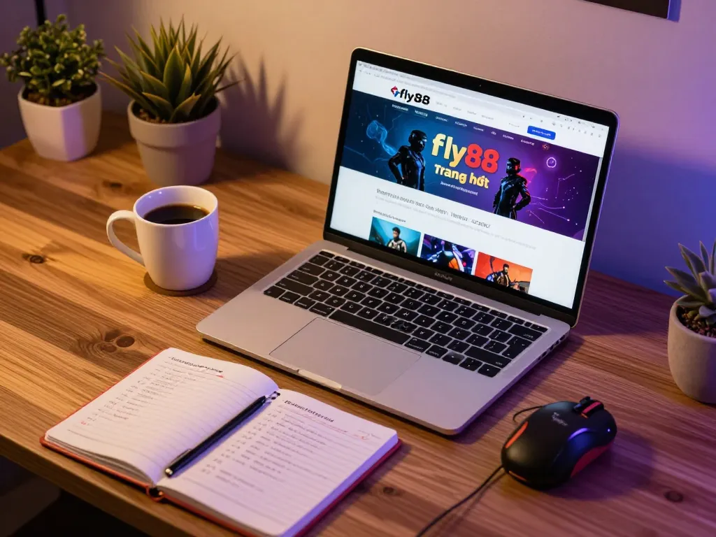 Engaging gameplay at trang chủ fly88 displayed on a laptop during a cozy home gaming session