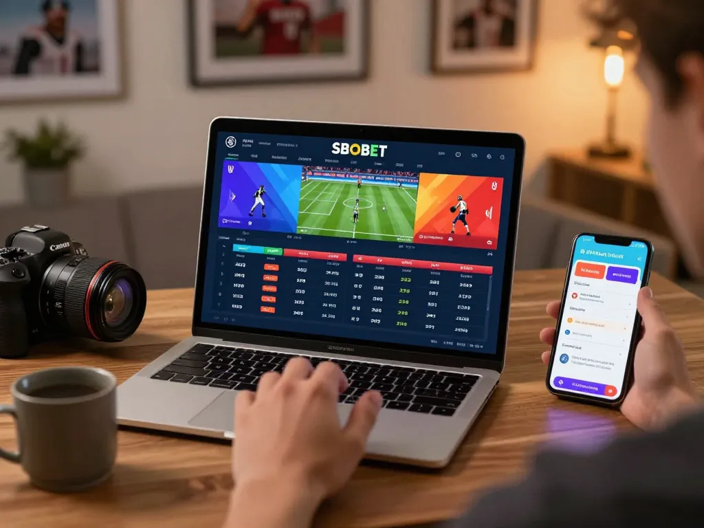Engaging SBOBET experience on a laptop showcasing live sports betting.