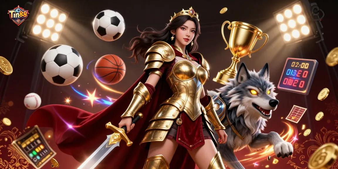 Experience immersive sports betting action with Tin88's captivating 3D illustration showcasing dynamic gameplay elements.