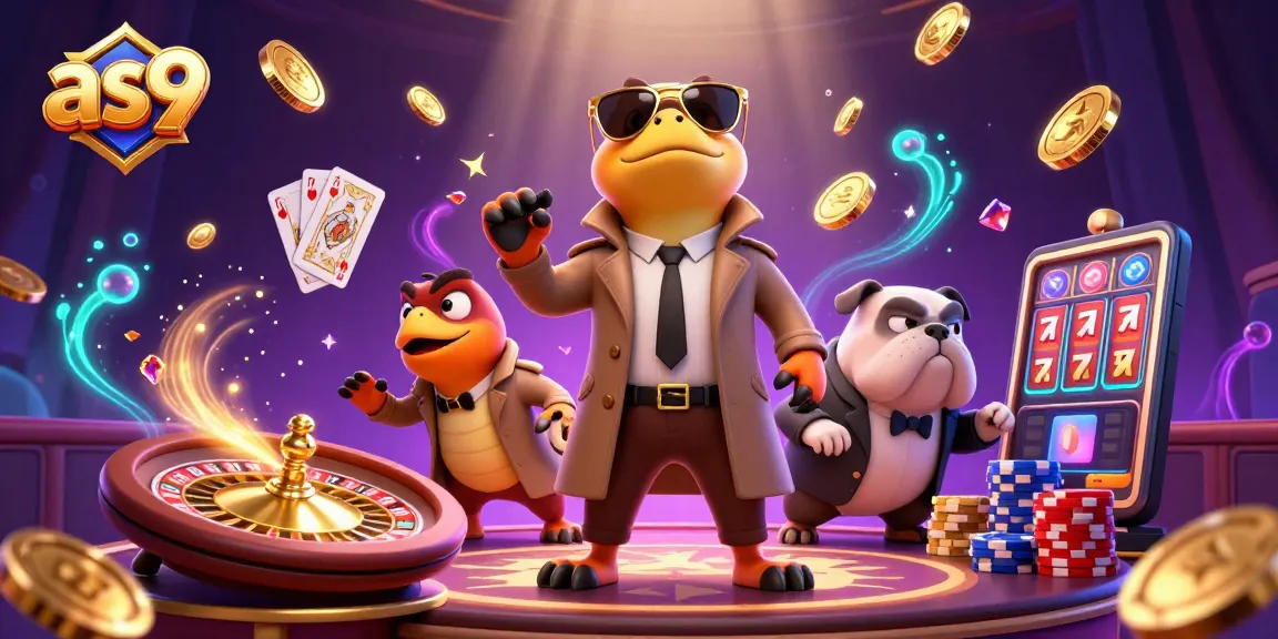 Players enjoy the vibrant casino atmosphere with as9, three raptors amusingly disguised at a VIP entrance.