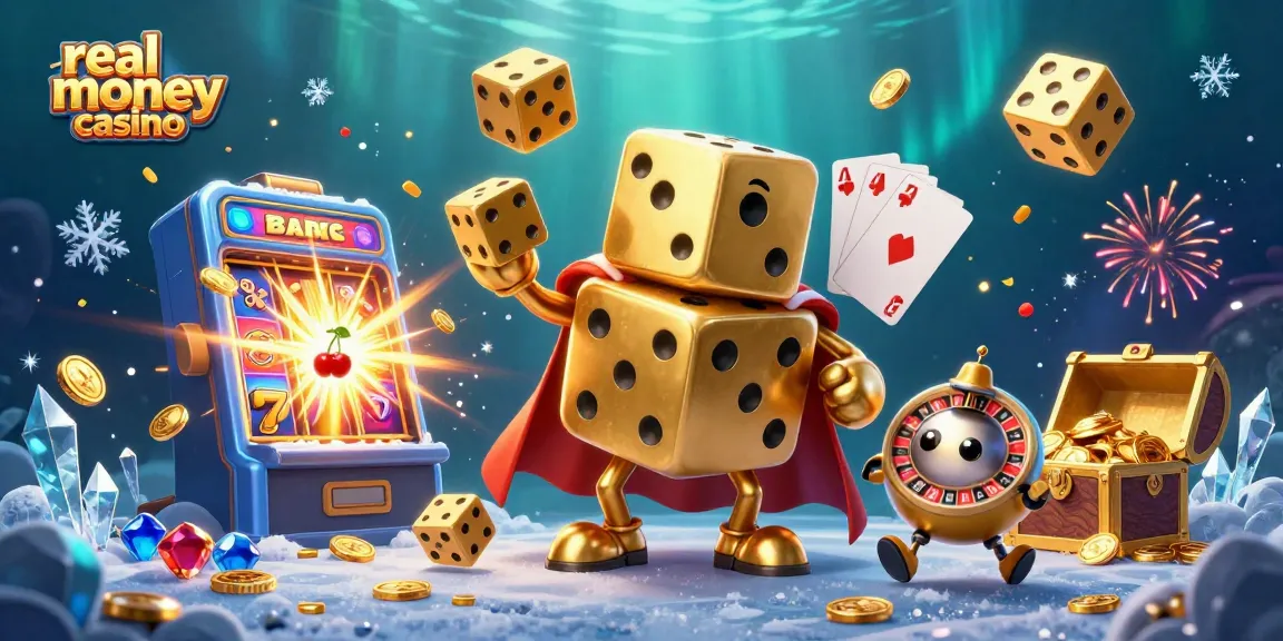 Experience real money casino excitement in a vibrant 3D world filled with golden dice and jackpots.